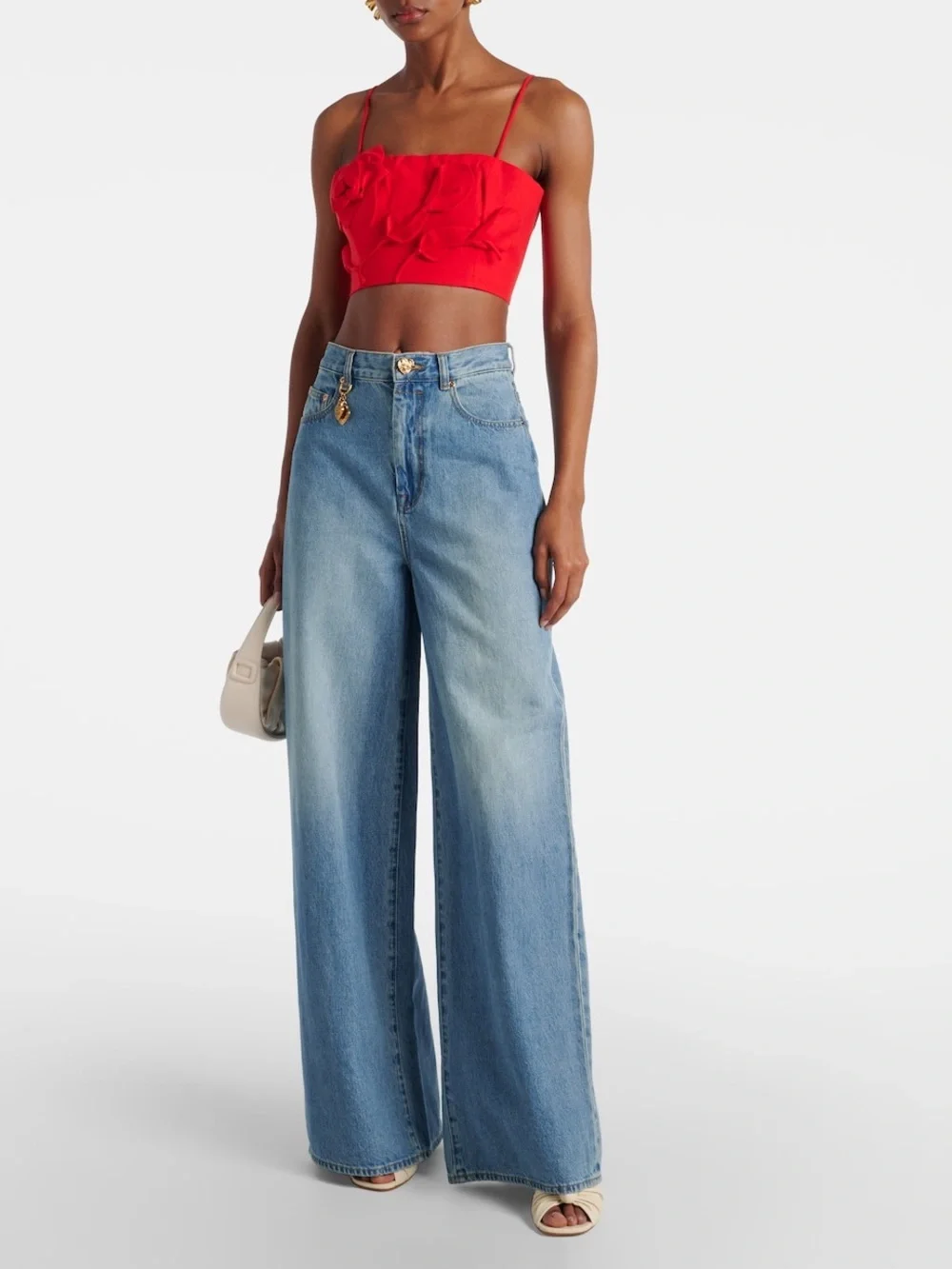 Farm Rio Anthropologie Floral Appliqué Crop Top - Picture 4 of 16